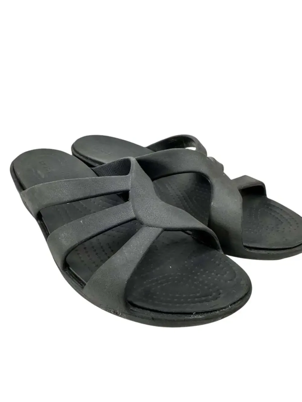 Crocs Sanrah Wedge Comfort Slide Sandals Black Lightweight Womens Size 9